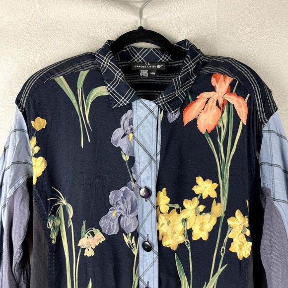 Carole Little Jacket Womens 14W Floral Mixed Print Media Art to Wear Artsy - Picture 2 of 16
